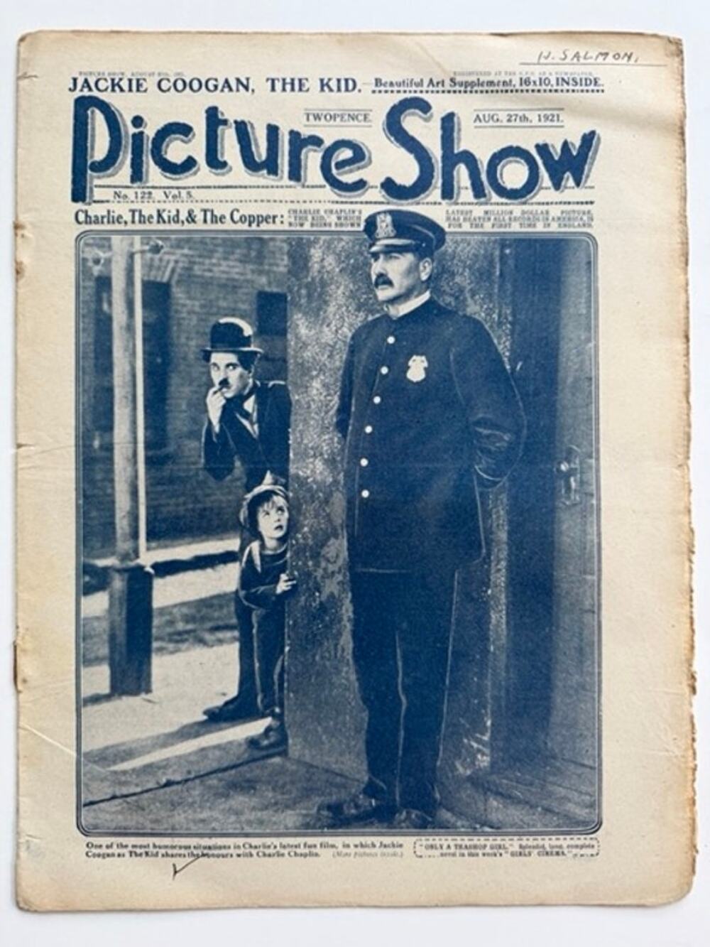 RARE UK 1921 Charlie Chaplin Picture Show Magazine The Kid Charles Chaplin